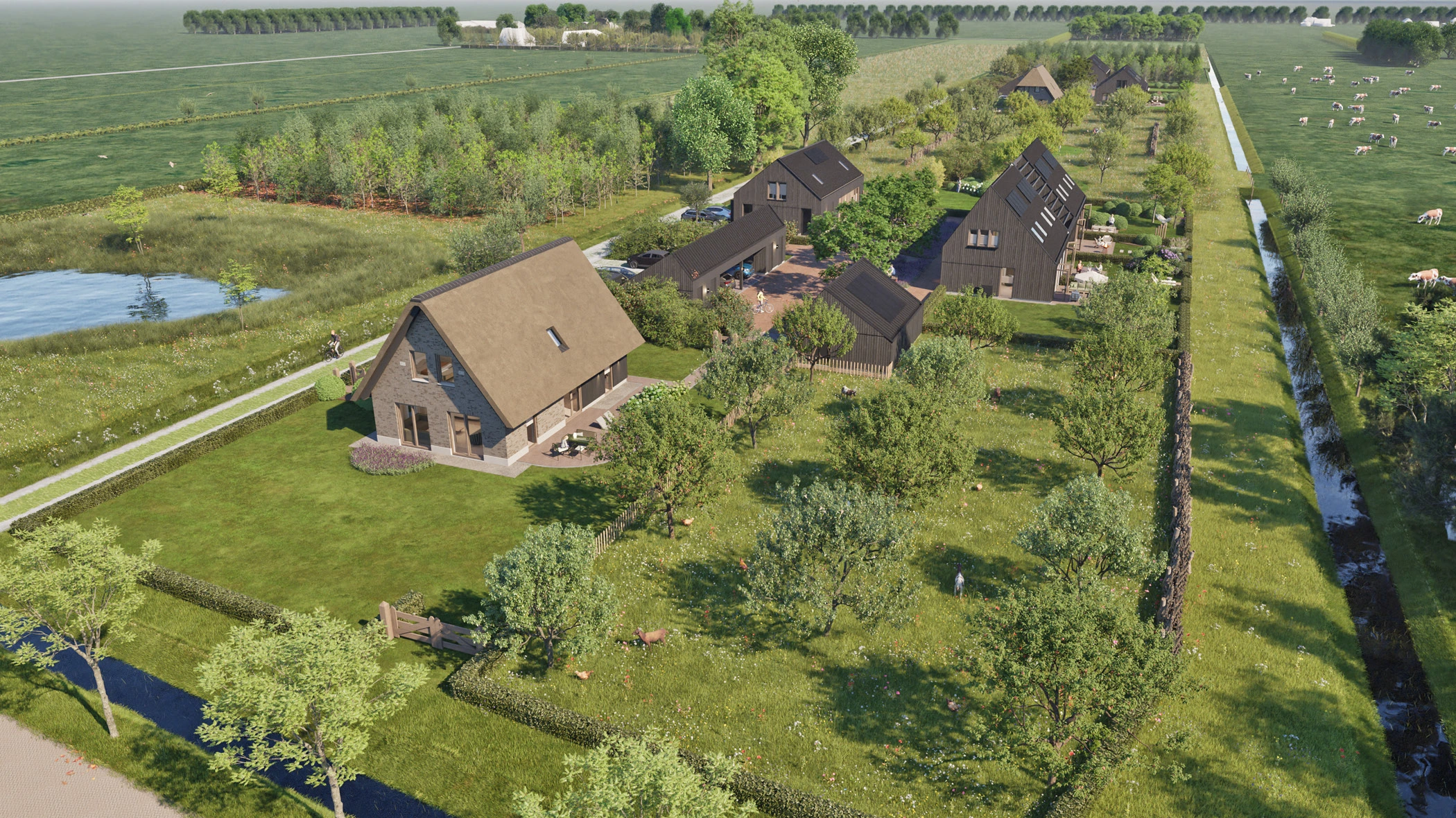 groene omgevingen rond de woningen